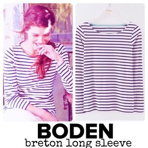 Boden Breton Striped long sleeve top Sz S